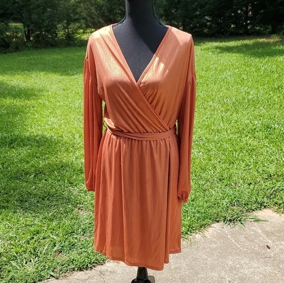 Orange Shimmer Dress NWT M - Picture 1 of 4